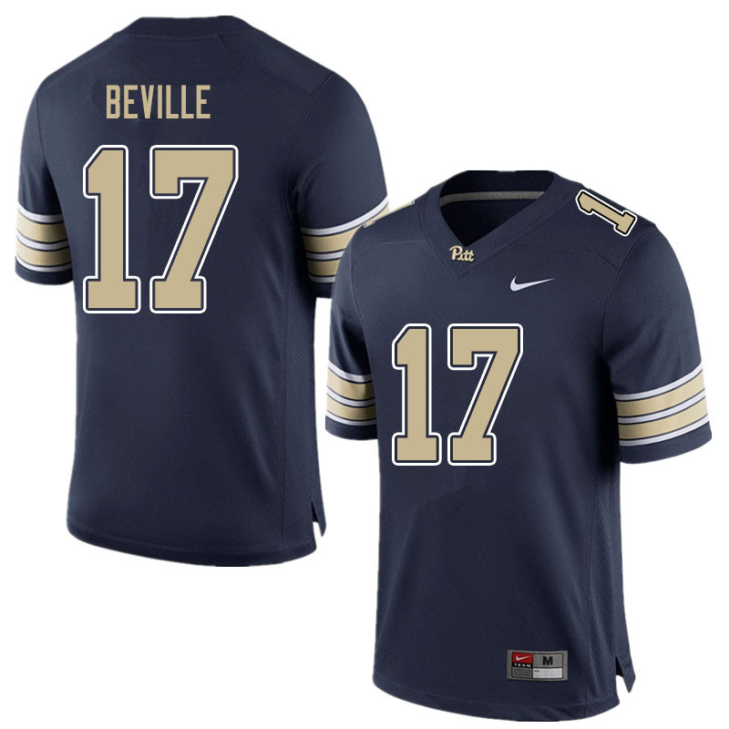 Men #17 Davis Beville Pitt Panthers College Football Jerseys Sale-Blue